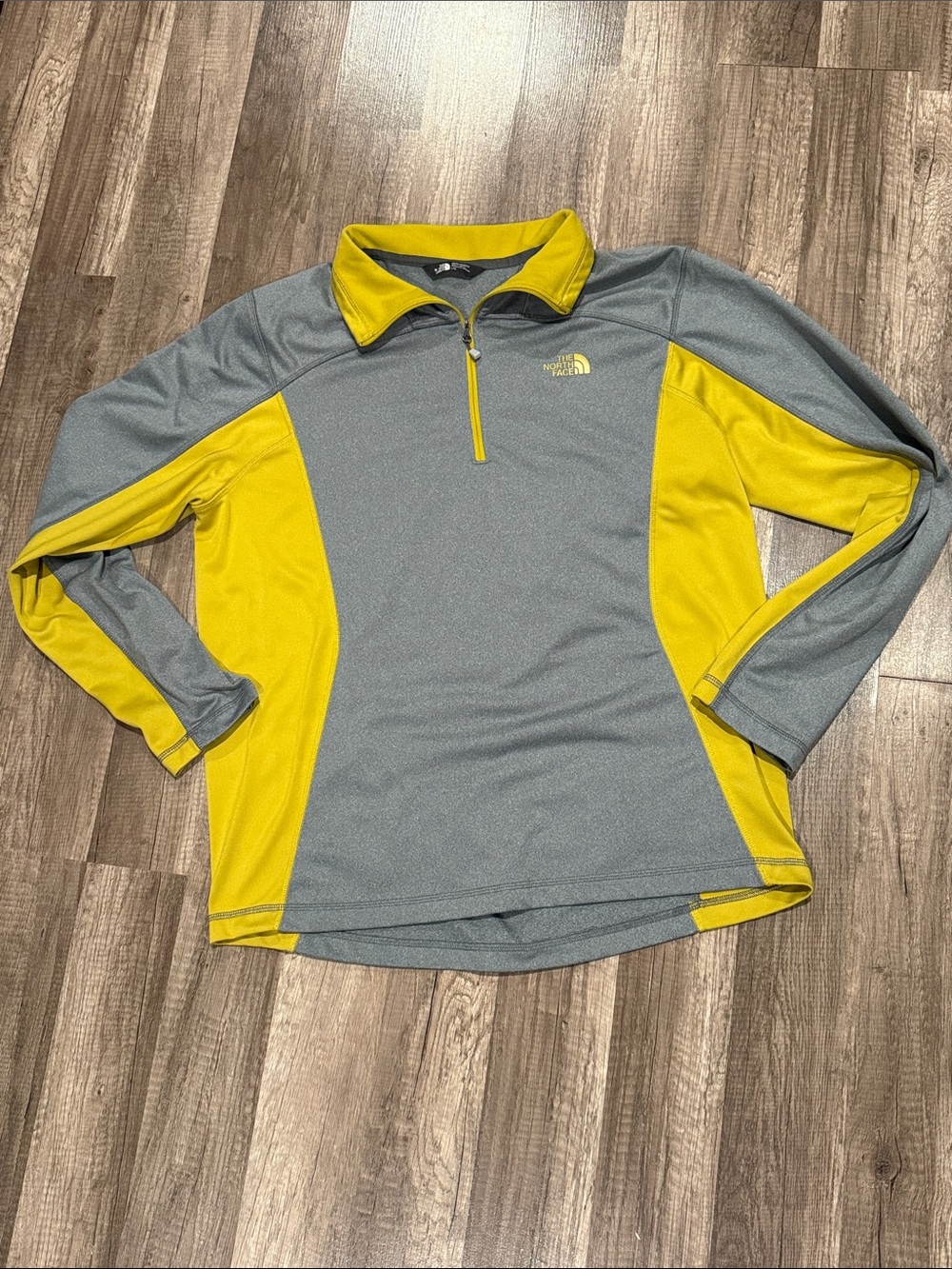 The North Face Gray with Yellow Contrast Half-Zip Pullover